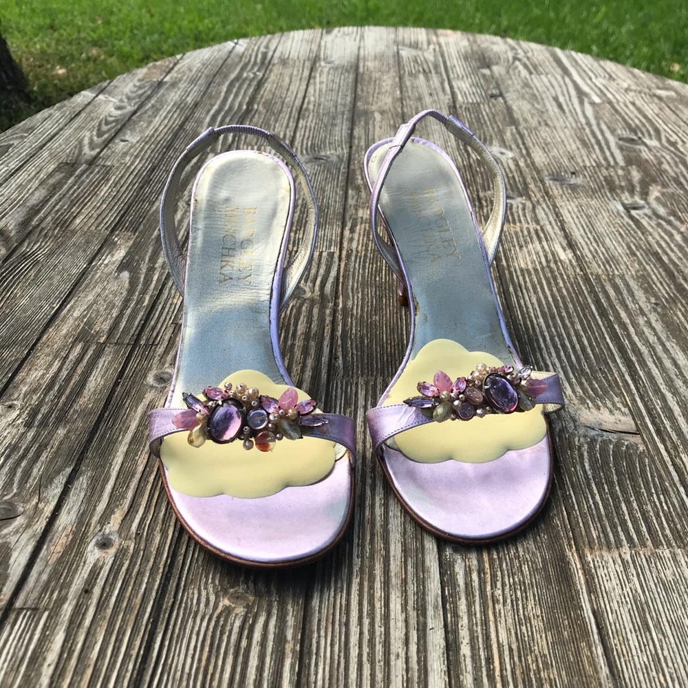 Badgley Mischka Pink Stones Sling Back Heels 35.5